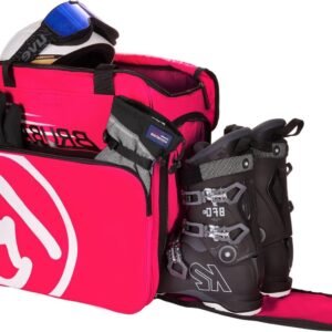 Skischoenentas Rugzak - Helm Tas - Wintersport Uitrusting - Waterafstotende Binnenzak - 43 Liter - Roze Wit