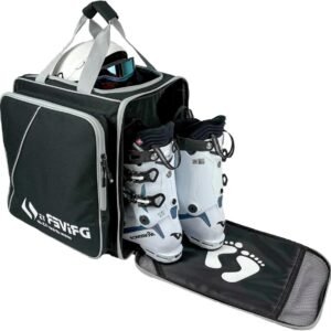 Skischoenrugzak - Laarstas Helmvak - Wintersport Transport - Rugzagsysteem - 40 x 28 x 44 cm - Zwart Grijs