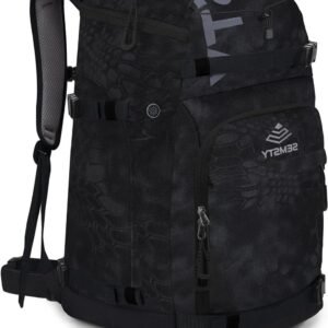 Skischoentas - Ski rugzak - Wintersport uitrusting vervoeren - Waterdicht scheurvast nylon - 55L - Camo Zwart