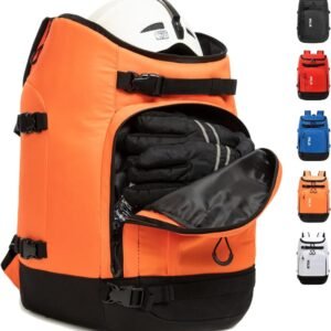 Skischoentas - Skischoenen tas rugzak - Wintersport uitrusting vervoeren - 3 onafhankelijke vakken - 50 Liter - Oranje