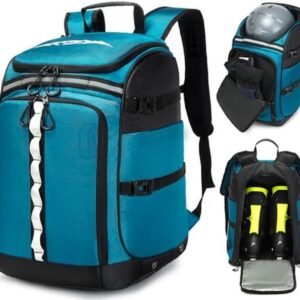 Skischoentas met helmvak - Skirugzak schaatsen - Wintersport uitrusting - Waterafstotende bodem - 50 liter - Zwart