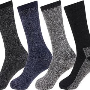 Skisokken HQ 4-Pack | 43/46 Zwart / Grijs | Warme sokken Heren | Lange Huissokken / Wandelen / Sporten | Goede vochtafvoer.