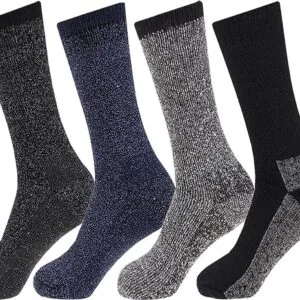 Skisokken HQ 4-Pack | 43/46 Zwart / Grijs | Warme sokken Heren | Lange Huissokken / Wandelen / Sporten | Goede vochtafvoer.
