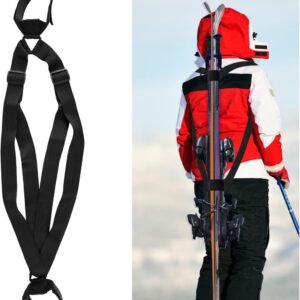Skistokriem - Skirugzak Stokkendrager - Wintersport Accessoire - Dubbele Schouderbanden - 54-114 cm - Zwart