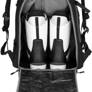 Skitas Rugzak - Skischoenentas Snowboardtas - Wintersporter Uitrusting - Waterdicht Scheurbestendig Oxford - 65 Liter 53x38x33cm - Zwart