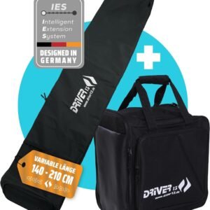 Skitassen set - Ski- en schoenentas - Wintersport transport - Rugzaksysteem helmvak - 140-210 cm - Zwart