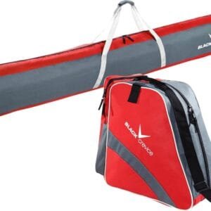 Skitassenset I combinatieset skitas & skischoentas I robuuste skitassen van 600D/PVC I skiset met schouderband I skitas: 190x13x30cm I skischoentas: 45x39x25cm - Black Crevice