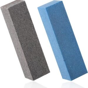 SnelShoppen - 2 Stuks Gummy Rubber Schuurstenen voor Snowboard en Ski, Grijs 60 Grit en Blauw 240 Grit, Ideaal voor Ski Tuning en Burr Verwijdering