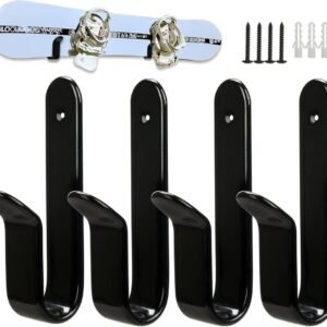 Snowboard Wandhouders - Skateboard Haken - Ruimte Besparen - Robuuste Stalen Constructie - 4 Stuks - Zwart
