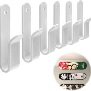 Snowboard Wandmontage Clips - Snowboard Hanger Rack - Snowboards Tonen - Rubberen Behuizing Krasvrij - 6 Stuks - Wit