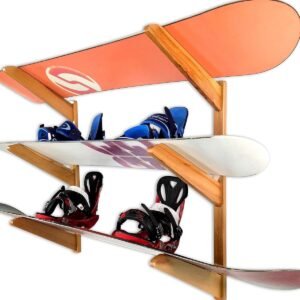 Snowboard Wandrek - Snowboardhouder Muur - Snowboard Opslag - Massief Eikenhout - 3 Boards - Natuurlijk Eiken