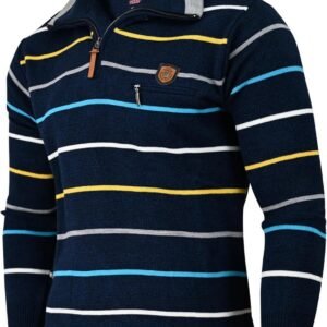 Soltice Heren sweatshirt met lange mouwen, poloshirts, gebreide wintertrui, gemêleerd gestreept van katoenmix (M tot 3XL)