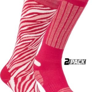 Starling Skisokken Dames - 2-pack - Maat 35/38 - Roze - Effen/Tijgerprint