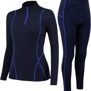 Thermisch ondergoed - Damesset - Ski-thermisch ondergoed - Bestand tegen kou tot -10°C - Fleecevoering voor warmte en comfort - Opstaande kraag