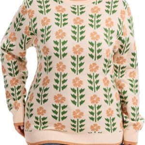 Trui Dames Plus Size Winter Warm Jacquard Gebreide Pullover Oversize Lange Mouw Ronde Hals Grote Maten