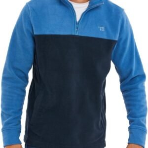 Tweekleurig Colorblock Kwart Rits Microfleece Sweatshirt voor Heren