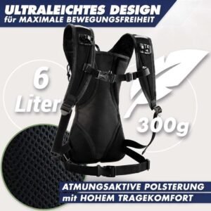 Ultralichte looprugzak en trailrunning rugzak met geïsoleerd thermovak en regenbescherming, 6L, 300g