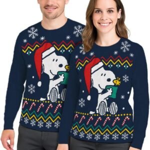 Unisex Gebreide Wintertrui Blauw met Karakter - Leuk Kerst of Casual Sweater