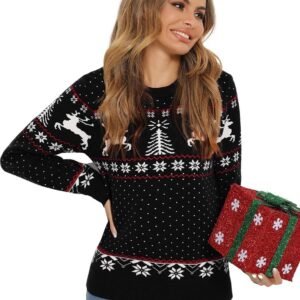 Unisex Kersttrui met Ronde Hals - Gebreide Wintertrui voor Dames en Heren - Feestelijk Cadeau