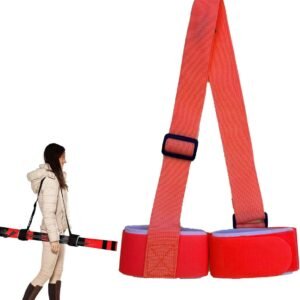 Verstelbare schouderriem voor ski's en stokken - roze nylon riem met EVA-cushion, 65-115 cm, breedte 3,8 cm, bescherming tegen krassen en slijtage