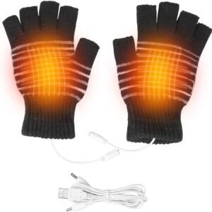 Verwarmde USB Handschoenen voor Mannen en Vrouwen, Wasbare Halfvinger Winterhandschoenen voor Fietsen, Motorrijden en Skiën