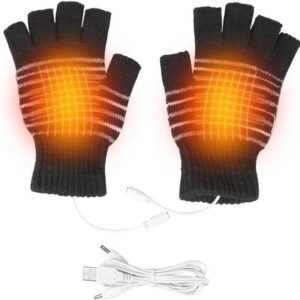 Verwarmde USB Handschoenen voor Winter, Wasbare Halfvinger Handschoenen voor Fietsen, Motorrijden en Skiën