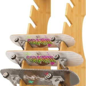 Vloerstandaard voor Skateboards en Snowboards - 5-laags Houten Organizer voor Garages, Clubs en Winkels