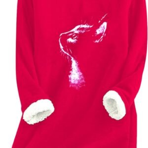 Vrouwelijke Pluche Pullover met Kattenpootjes - Warme Multi-Colour Wintersweater met Lange Mouwen