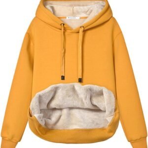 Vrouwen Fleece Sherpa Gevoerde Hoodie - Casual Warme Pullover met Capuchon