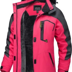 Vrouwen Winterjas Fleece Gevoerd Ski Jacket met Verwijderbare Kap