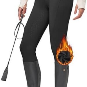 WILLIT Dames rijbroek winter gevoerde rijbroek fleece panty silicone volledige bekleding rijsport thermo training panty met zakken riemlussen