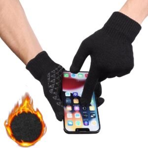 Warm gebreide winterhandschoenen met dikke fleece en elastische manchetten voor extra comfort