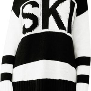 Warme Dames Trui met Ski Print en Halve Col - Lange Mouwen Feestelijk Kerstshirt