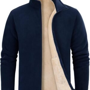 Warme Fleece Jas voor Heren met Rits en Gebreide Look voor Buiten en Wandelen