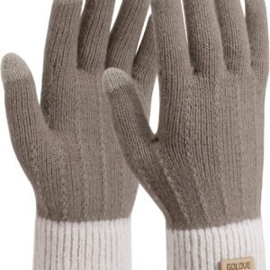 Warme Gebreide Handschoenen - Winter Accessoires - Buiten Activiteiten - Touchscreen Vingertoppen - One Size - Khaki