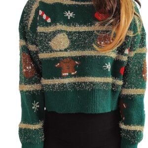 Warme Gebreide Kersttrui voor Dames - Korte Winter Sweater