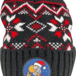 Warme Gebreide Wintermuts met Grappige Kerstprint - Unisex Beanie in Frosted Grijs