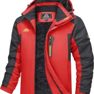 Warme Gevoerde Heren Ski-jack met Afneembare Capuchon en Waterafstotende Eigenschappen