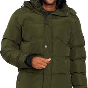 Warme Gewatteerde Winterjas voor Heren met Afneembare Capuchon en Bontkraag
