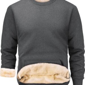 Warme Heren Sweater Fleece Trui - Gevoerde Winter Pullover met Zak