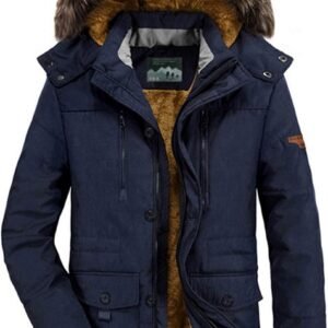 Warme Heren Winterjas Parka Gevoerd met Bontkraag