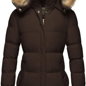 Warme Lange Winterjas Dames met Dikke Voering en Afneembare Imitatiebont Capuchon