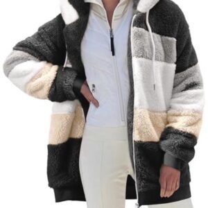 Warme Sherpa Winterjas voor Dames - Fleece Teddyjas met Capuchon en Zakken