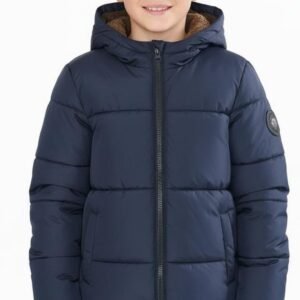 Warme Winterjas met Capuchon voor Jongens, Gewatteerd en Winddicht met Dikke Voering