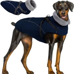 Warme Winterjas voor Grote Honden met Harnas - Waterafstotend Fleece voor Huskies en Retrievers