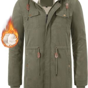 Warme heren winterparka met capuchon en fleecevoering