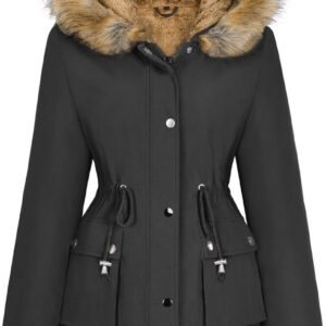 Warme waterdichte winterjas voor dames, gevoerd mid-length parka met verstelbare taille