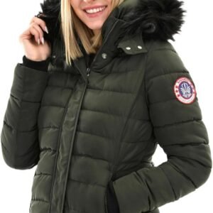 Warme winterjas dames parka gewatteerd gevoerd met capuchon