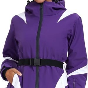 Waterdicht Ski-jack Dames met Capuchon - Geïsoleerde Snowboardjas voor Winterwandelingen