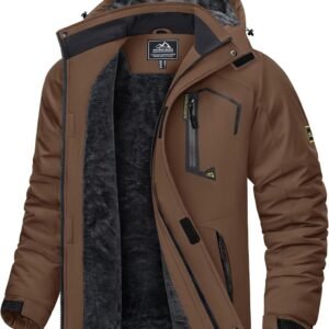 Waterdichte Herenjas met Fleece Voering en Afneembare Capuchon - Warme Ski- en Regenjas voor Outdoor